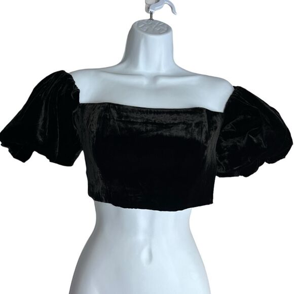 Cara Cara Wethersfield Crop Top in Velvet Puff Sleeves size 2 - Picture 3 of 9